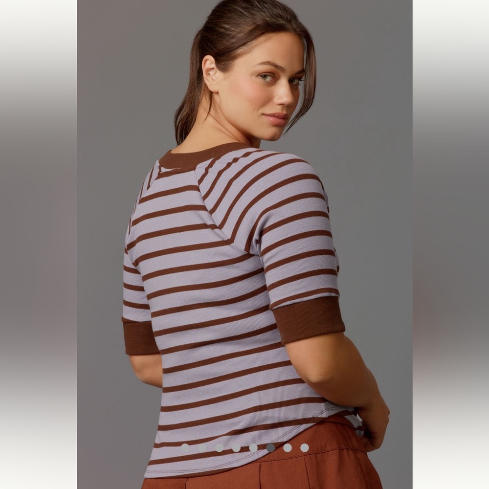 Maeve Purple Half-Sleeve Henley Tee - Picture 6 of 9